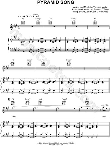 Radiohead :: Pyramid Song Drum Sheet Music .